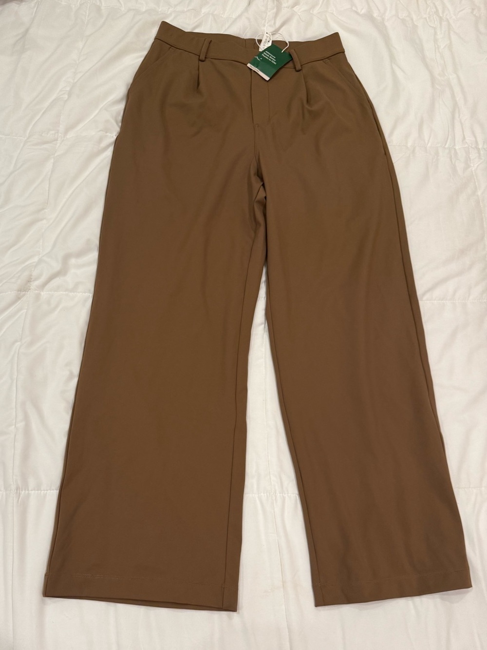 Halara Wide Leg Tailored Trousers Brown High Waisted Medium NWT